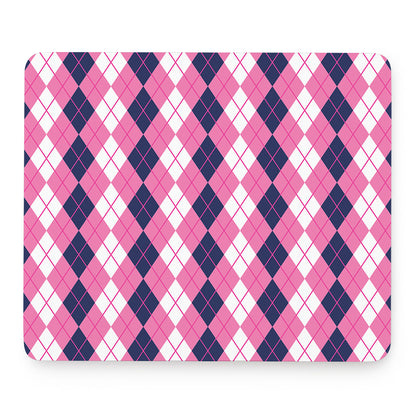 Pink White And Blue Argyle Pattern Print Mouse Pad