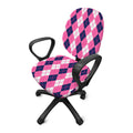 Pink White And Blue Argyle Pattern Print Office Chair Cover