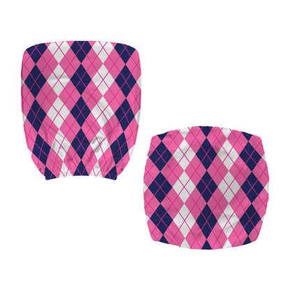 Pink White And Blue Argyle Pattern Print Office Chair Cover