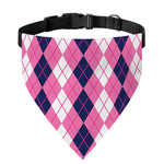 Pink White And Blue Argyle Pattern Print Over The Collar Dog Bandana