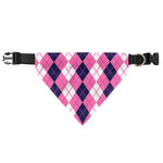 Pink White And Blue Argyle Pattern Print Over The Collar Dog Bandana