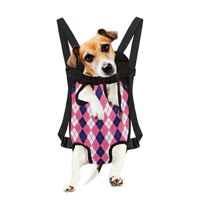 Pink White And Blue Argyle Pattern Print Pet Carrier Backpack