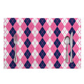 Pink White And Blue Argyle Pattern Print Placemat
