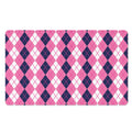 Pink White And Blue Argyle Pattern Print Polyester Doormat