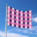 Pink White And Blue Argyle Pattern Print Polyester Flag