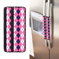 Pink White And Blue Argyle Pattern Print Refrigerator Handle Covers