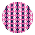Pink White And Blue Argyle Pattern Print Round Blanket