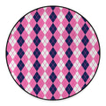 Pink White And Blue Argyle Pattern Print Round Floor Mat