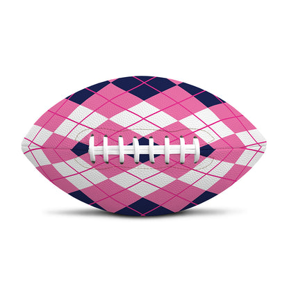 Pink White And Blue Argyle Pattern Print Rugby Ball