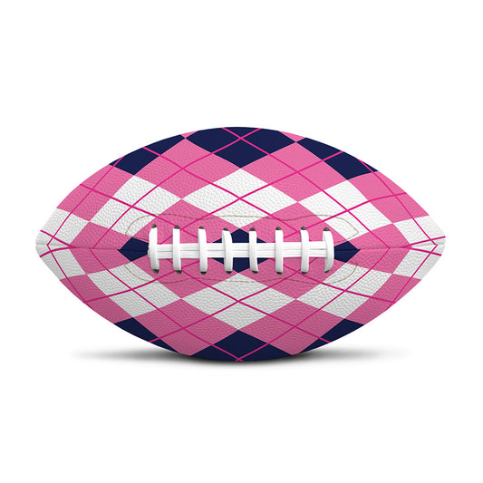 Pink White And Blue Argyle Pattern Print Rugby Ball