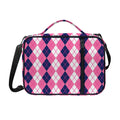 Pink White And Blue Argyle Pattern Print Shoulder Strap Bible Bag
