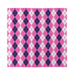 Pink White And Blue Argyle Pattern Print Silk Bandana