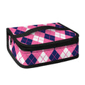 Pink White And Blue Argyle Pattern Print Small Lunch Bag