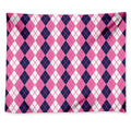 Pink White And Blue Argyle Pattern Print Tapestry