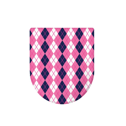 Pink White And Blue Argyle Pattern Print Toilet Lid Cover