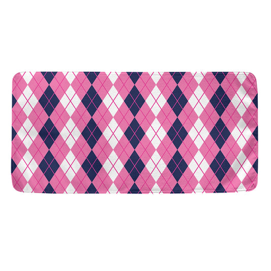 Pink White And Blue Argyle Pattern Print Towel