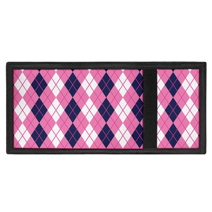 Pink White And Blue Argyle Pattern Print Trifold Wallet
