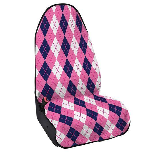 Pink White And Blue Argyle Pattern Print Waterproof Car Seat Cover