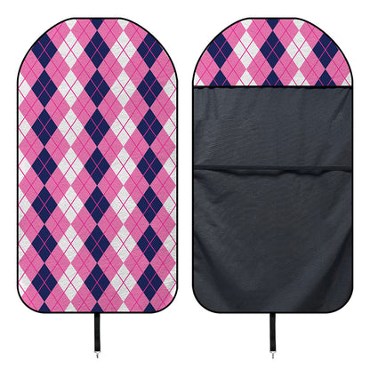 Pink White And Blue Argyle Pattern Print Waterproof Car Seat Cover