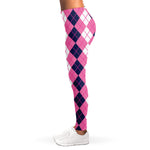 Pink White And Blue Argyle Pattern Print Women's Leggings