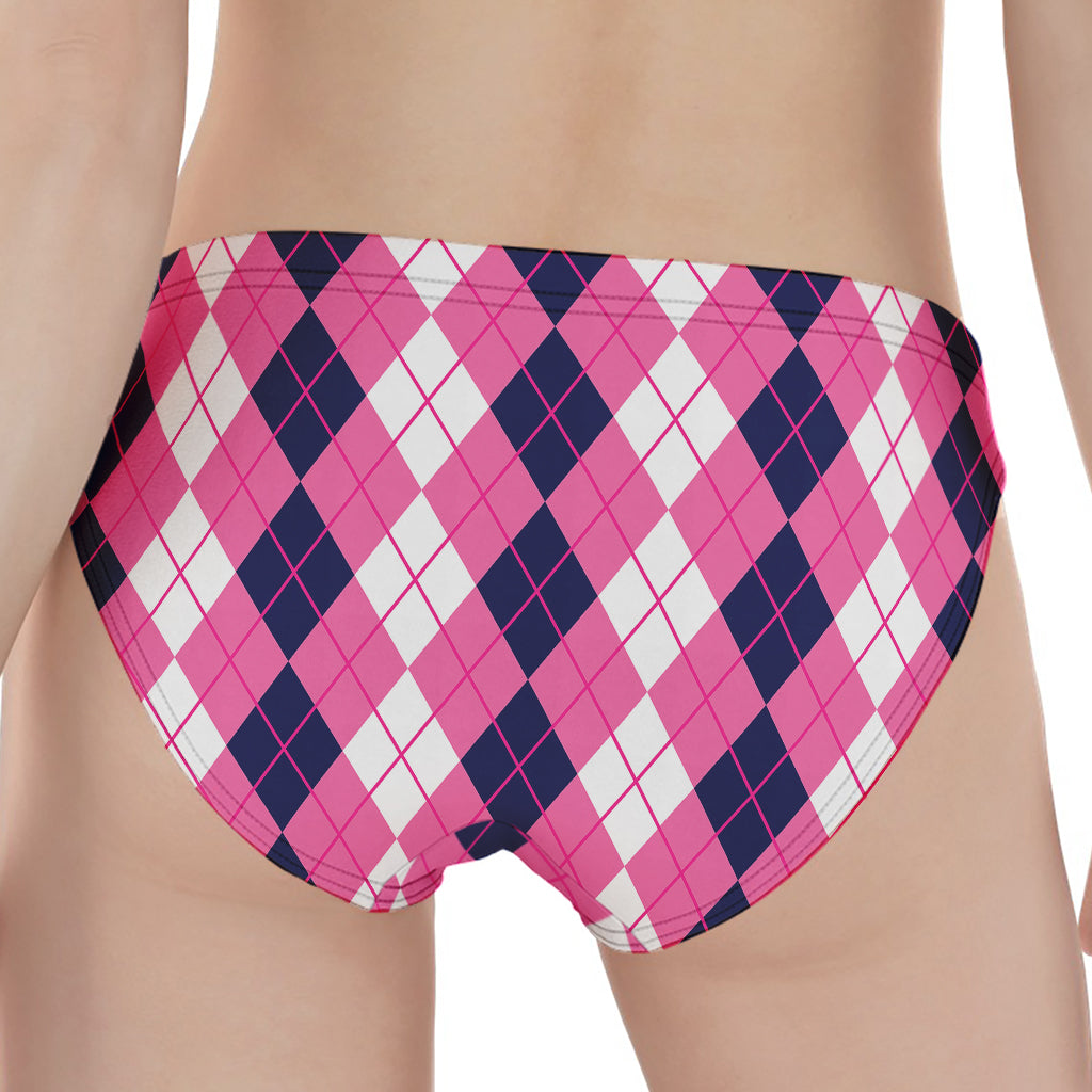 Pink White And Blue Argyle Pattern Print Women's Panties