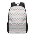 Pink White And Grey Chevron Print 17 Inch Backpack