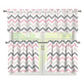 Pink White And Grey Chevron Print 3 Piece Kitchen Curtains