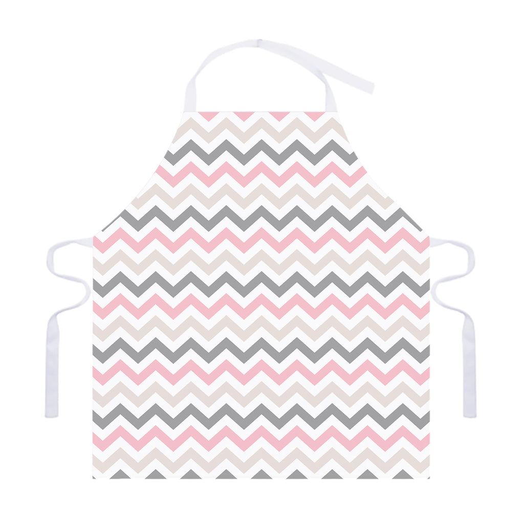 Pink White And Grey Chevron Print Adjustable Apron