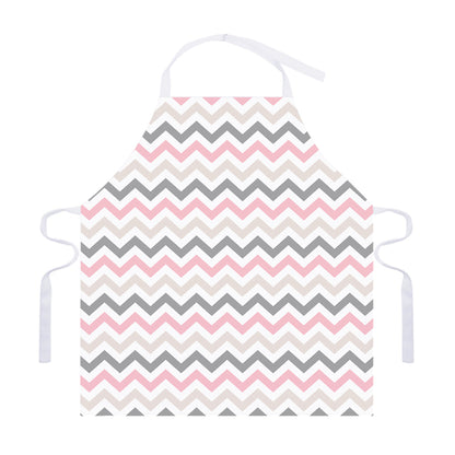 Pink White And Grey Chevron Print Adjustable Apron