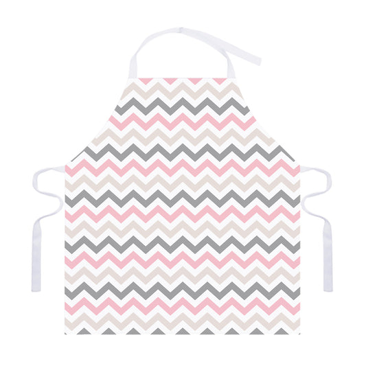 Pink White And Grey Chevron Print Adjustable Apron