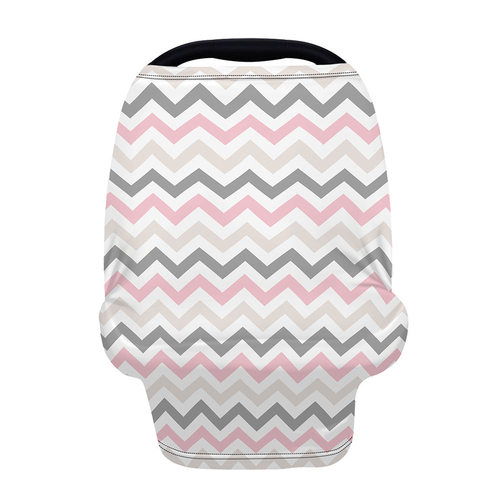 Pink White And Grey Chevron Print Baby Seat Cover