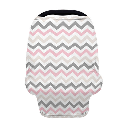 Pink White And Grey Chevron Print Baby Seat Cover