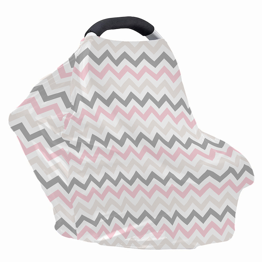 Pink White And Grey Chevron Print Baby Seat Cover