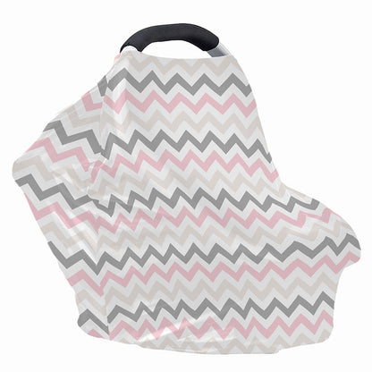 Pink White And Grey Chevron Print Baby Seat Cover