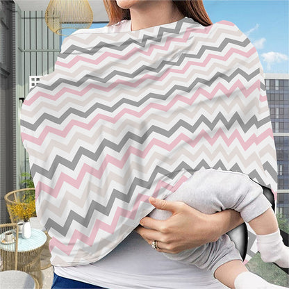 Pink White And Grey Chevron Print Baby Seat Cover