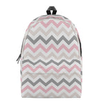 Pink White And Grey Chevron Print Backpack