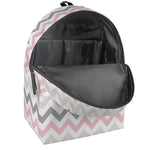 Pink White And Grey Chevron Print Backpack