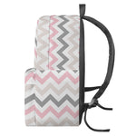 Pink White And Grey Chevron Print Backpack