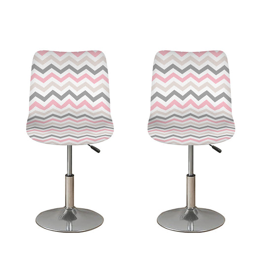 Pink White And Grey Chevron Print Bar Stool Covers