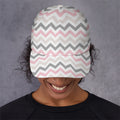 Pink White And Grey Chevron Print Baseball Cap