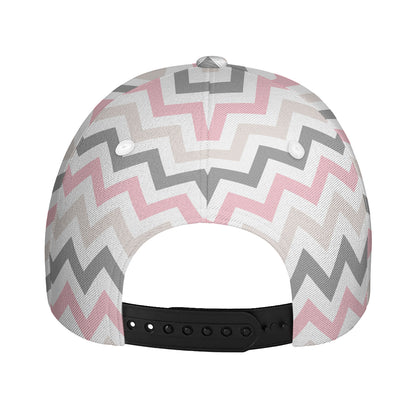 Pink White And Grey Chevron Print Baseball Cap