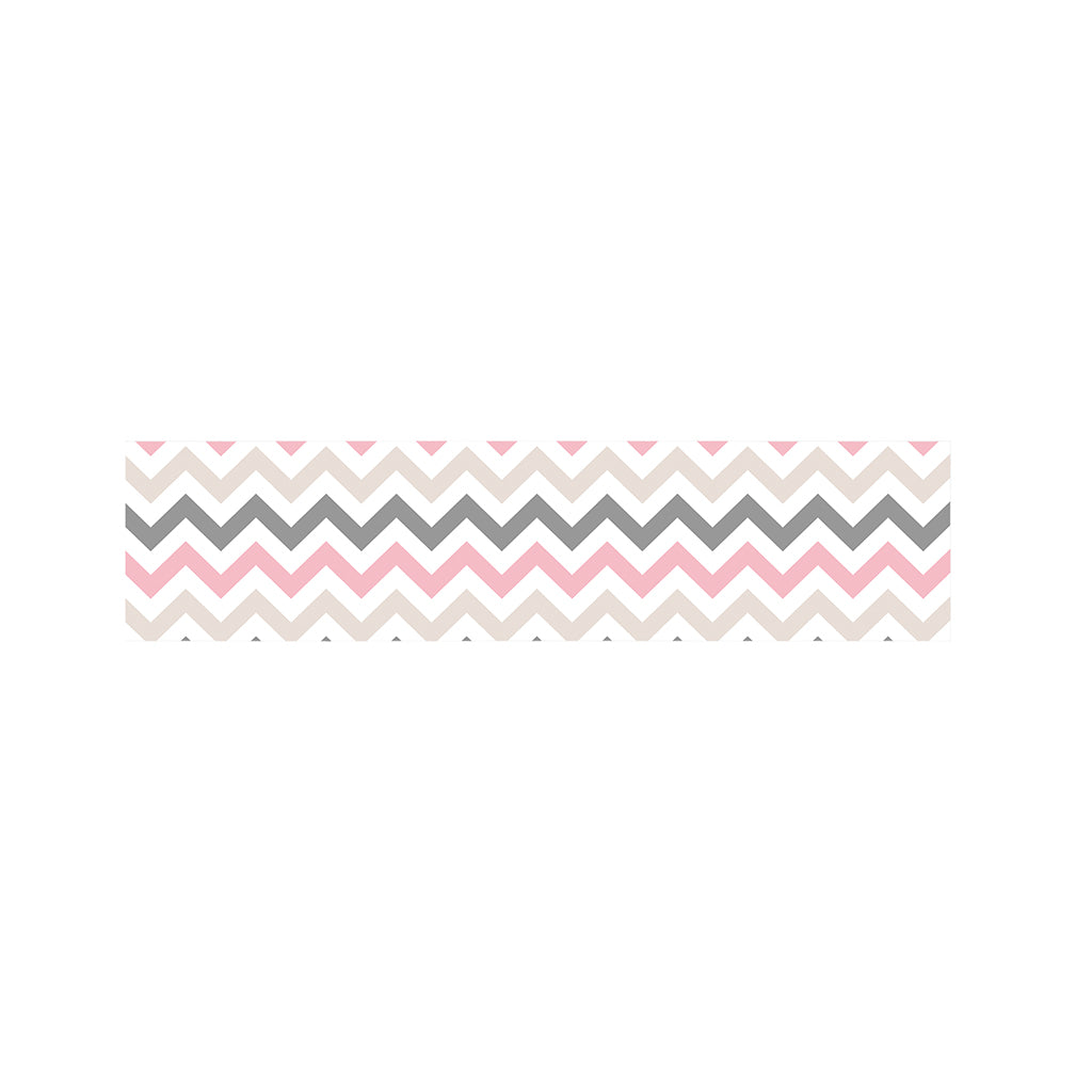 Pink White And Grey Chevron Print Bed Runner
