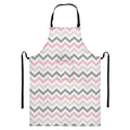 Pink White And Grey Chevron Print Bib Apron With Pocket
