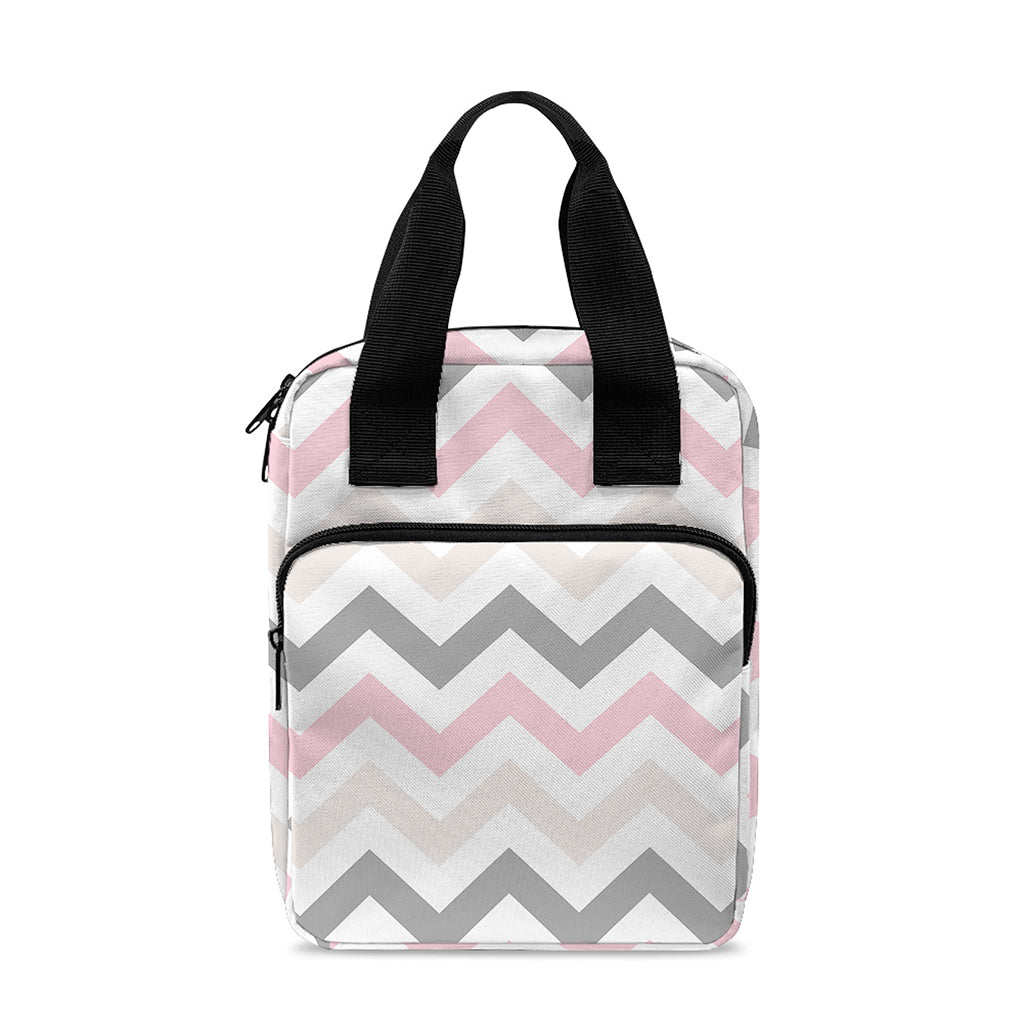 Pink White And Grey Chevron Print Bible Tote Bag