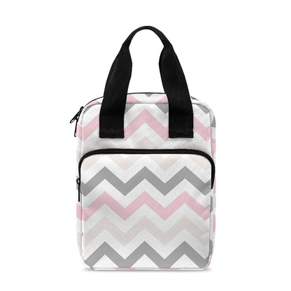 Pink White And Grey Chevron Print Bible Tote Bag