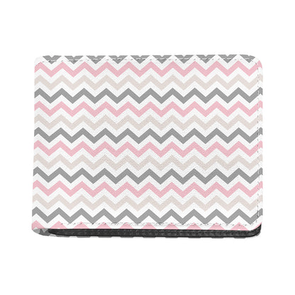 Pink White And Grey Chevron Print Bifold Wallet