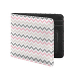 Pink White And Grey Chevron Print Bifold Wallet