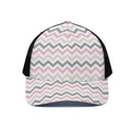 Pink White And Grey Chevron Print Black Mesh Trucker Hat