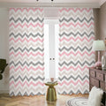 Pink White And Grey Chevron Print Dimout Pencil Pleat Curtains