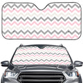 Pink White And Grey Chevron Print Car Windshield Sun Shade